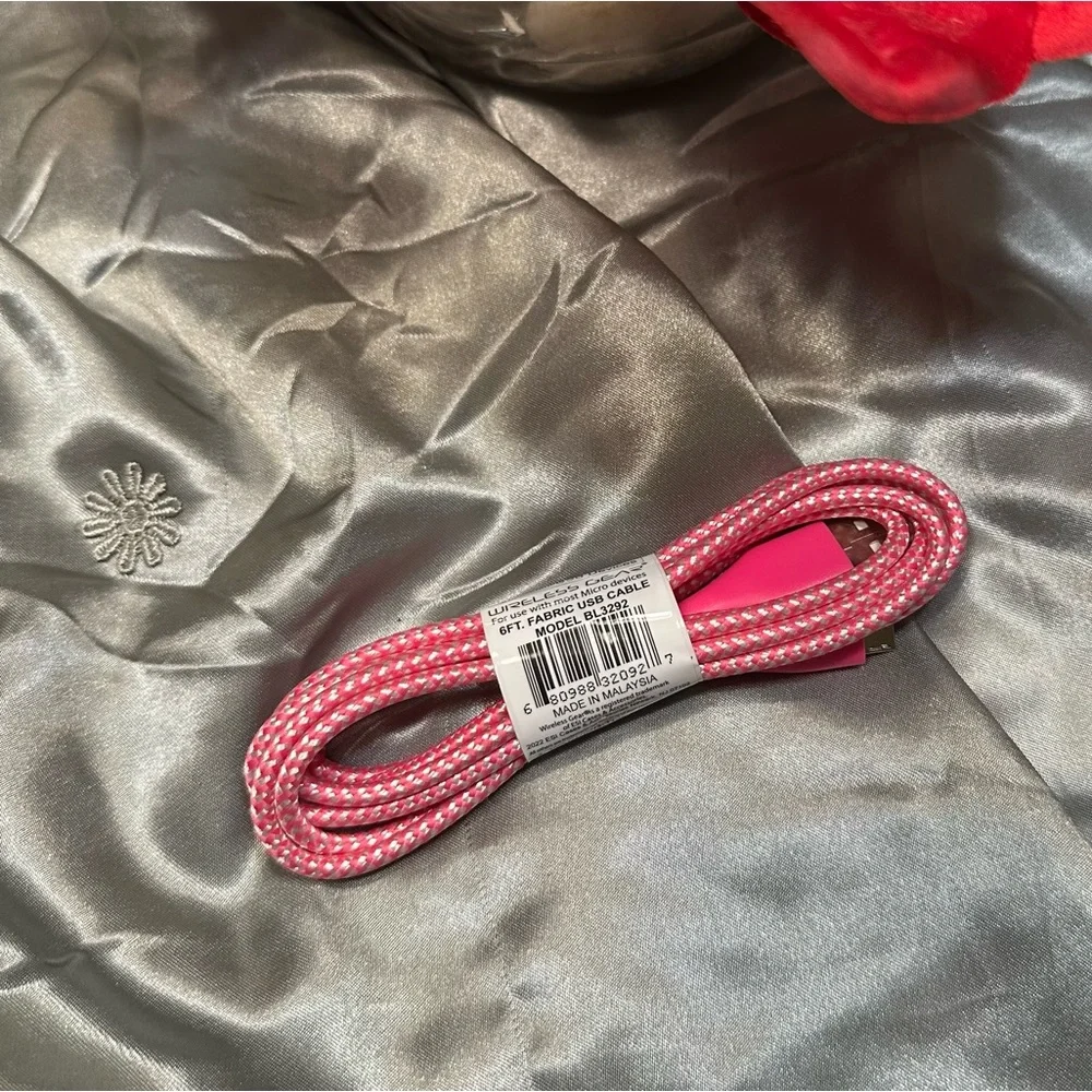 🌹 New WIRELESS GEAR MICRO USB DEVICES 6FT Braided Pink USB Charging Cable
